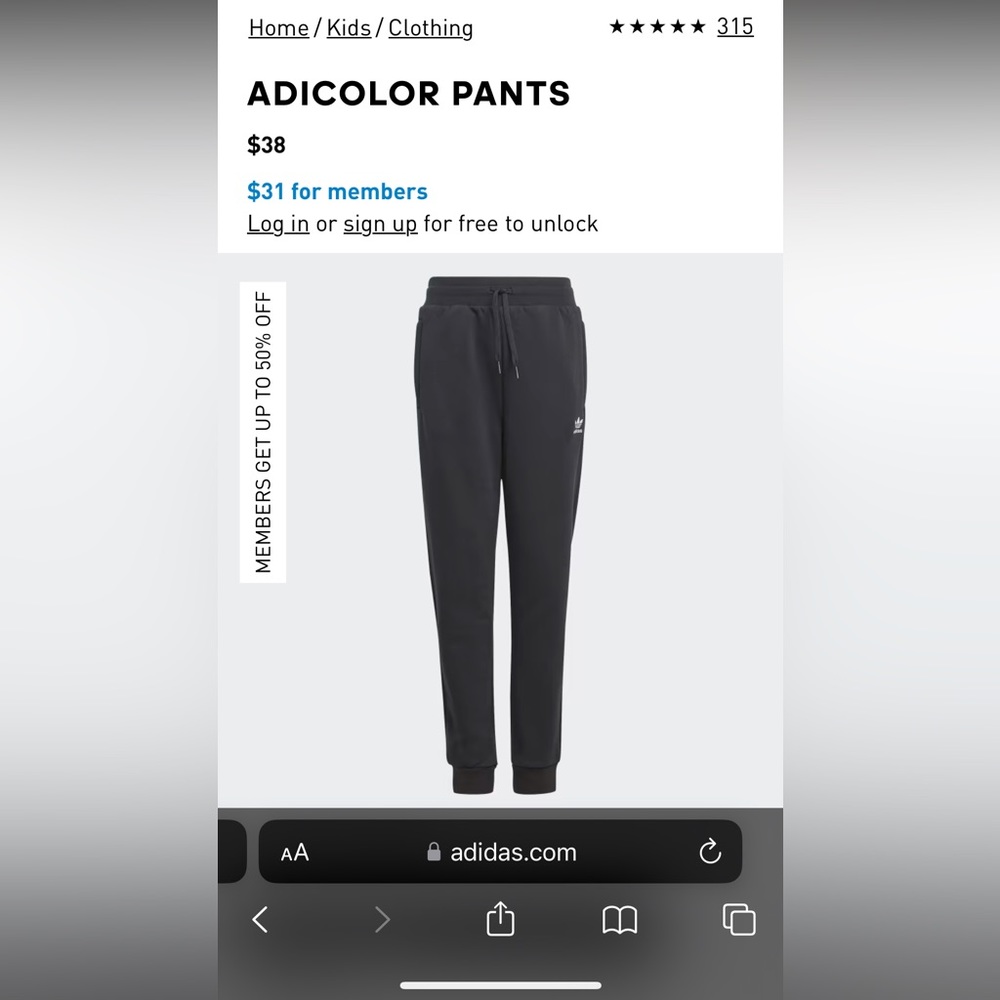 2 pr Adidas Adicolor Trefoil Fleece Joggers Boys L Unisex XS